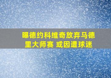 曝德约科维奇放弃马德里大师赛 或因遭球迷